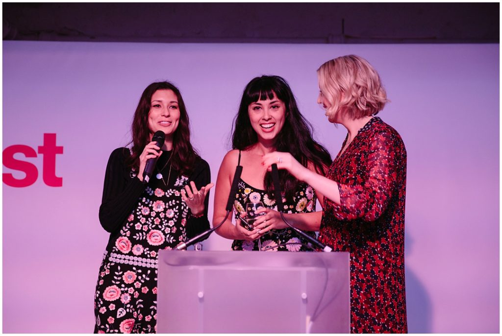The Hemsley Sisters accepting an award from Lauren Laverne