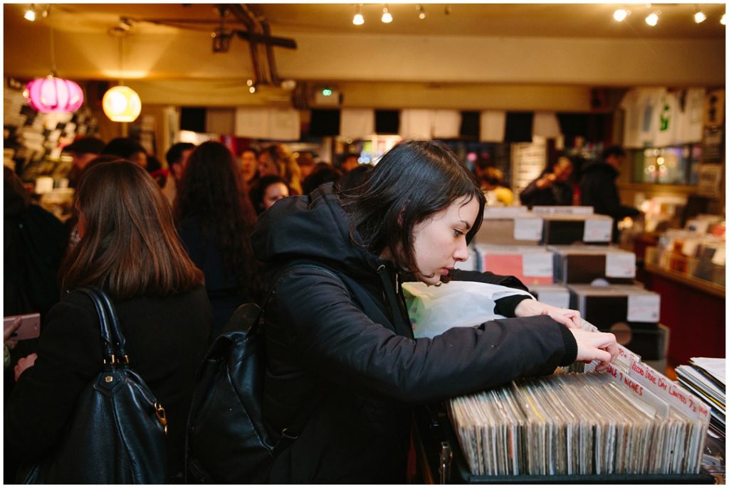 Guests looking through records at the awards venue