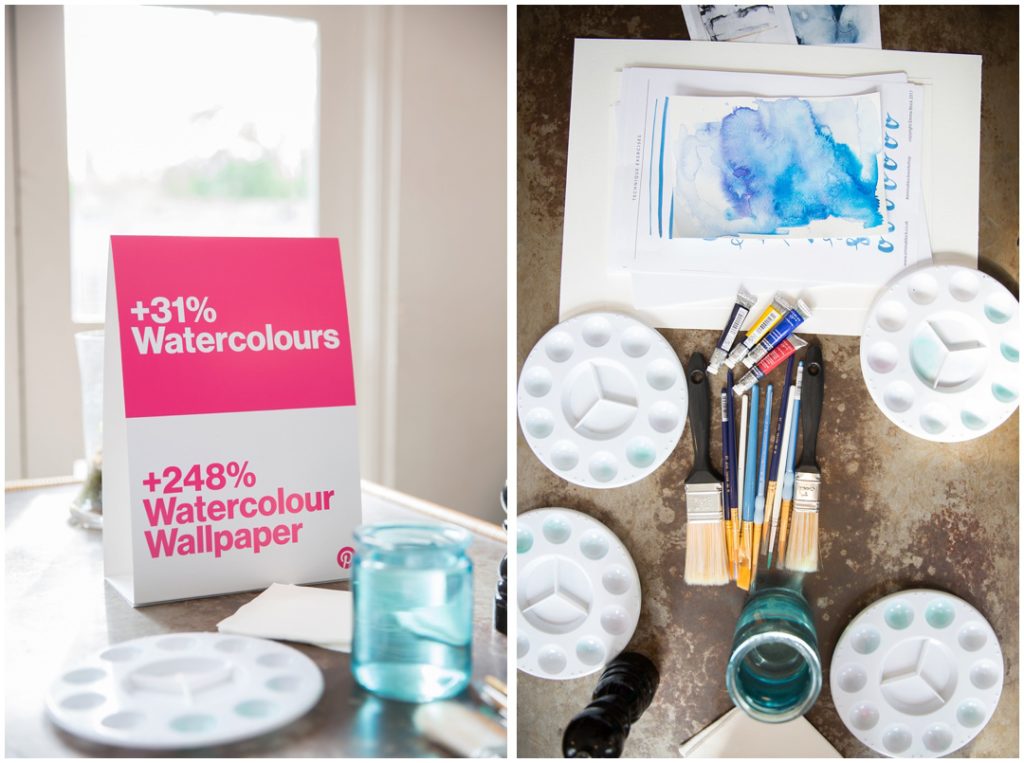 Event Photography - Water colour workshop at the Pinterest Interiors Awards at Bourne and Hollingsworth