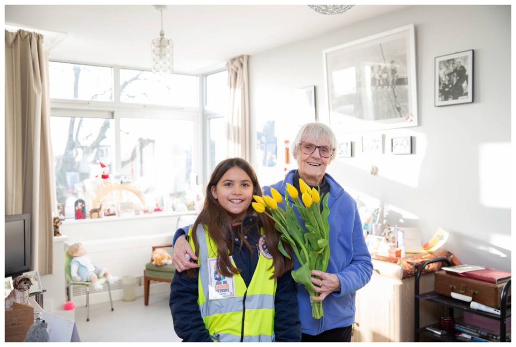 Volunteer and elderly resident portrait