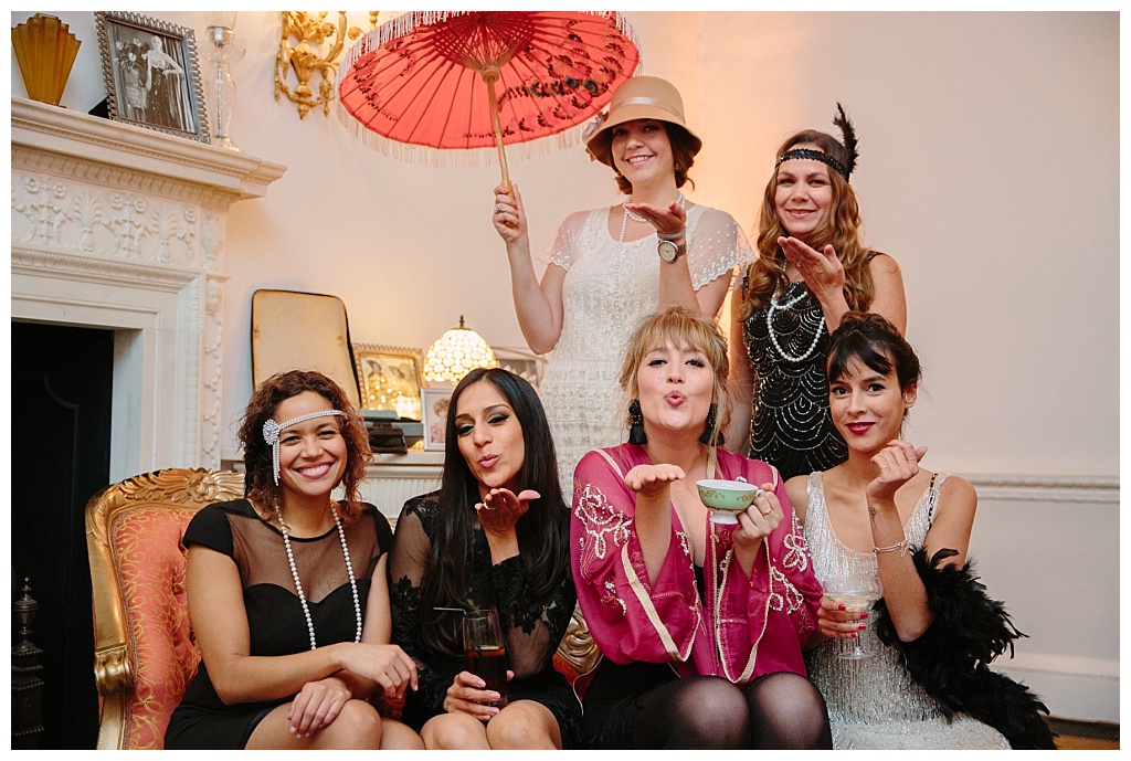 Group photo of 1920s Gatsby guests